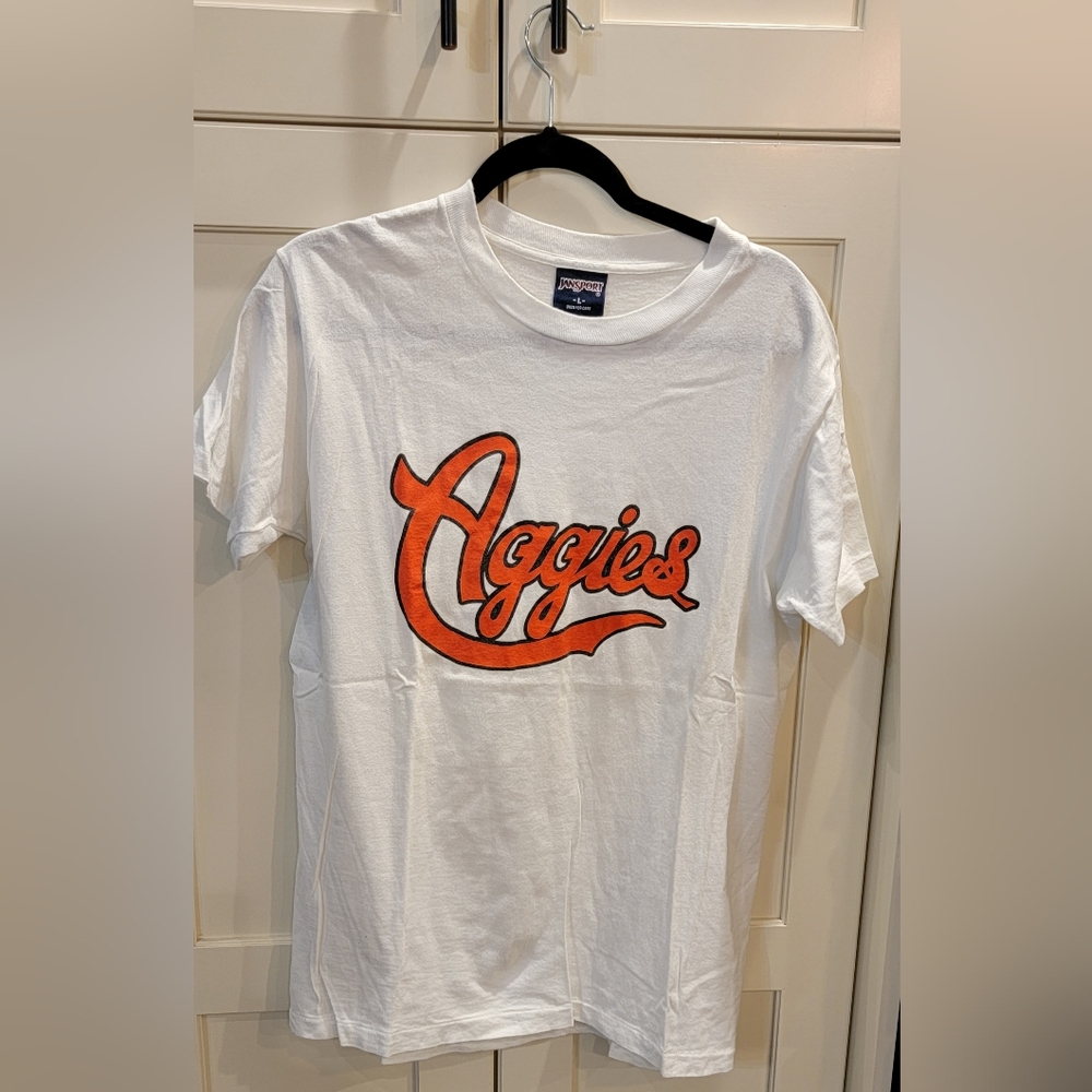 Vintage Texas A&M Aggies Shirt Mens Large Tee White & Orange Single Stitch